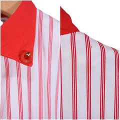 Vintage 1950s Red Striped Dress Teena Paige Shirtdress W 24″
