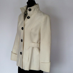 Vintage Chico’s Jacket Coat Winter White w Black Buttons Size 1 Medium