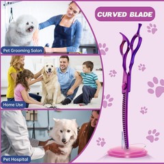 JASON 7″ Ergonomic Curved Dog Scissors – Purple 440C Stainless Steel Grooming Sc