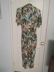 Vintage Hawaiian Print Tropical Jumpsuit Carol Anderson 80’s 90’s Multocolor