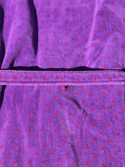 Vintage Purple Polka Dot Terry Cloth Bathrobe Robe Belted Shawl Collar Cotton