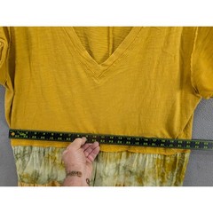 Umgee + USA V-Neck Tiered Dress Mustard Yellow Boho Fringe Hem Size 2XL Cotton