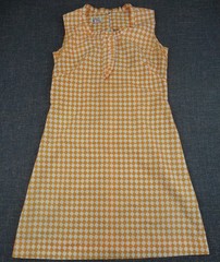 Vtg Rawson Square Sleeveless Dress Retro Orange White 1960’s