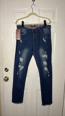 American Breed Men’s Dark Blue Distressed Stretch Skinny Jeans Sz 34