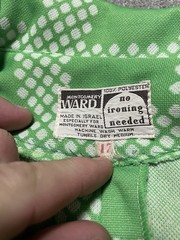Vintage 70s Montgomery Ward Green Geometric Bell Bottom Leisure Suit Womens S 12