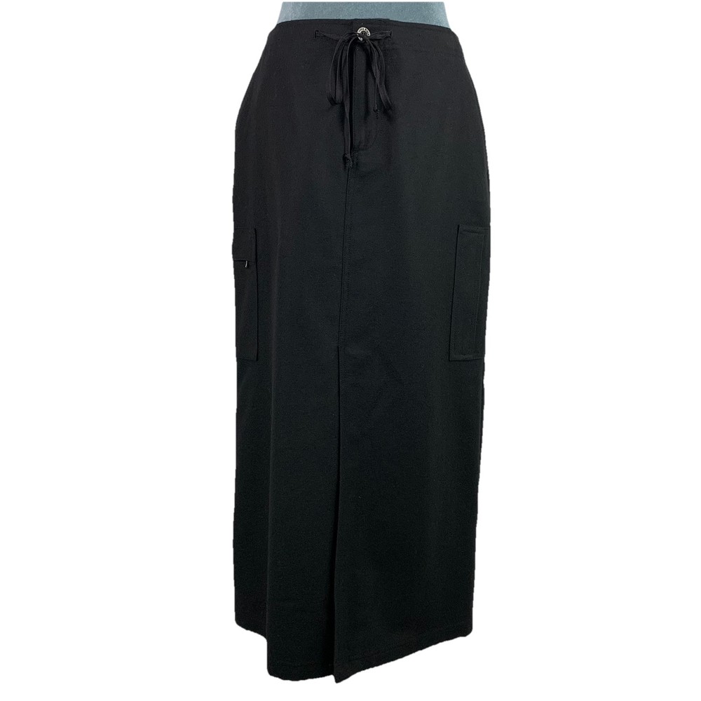 Vintage 90s Eddie Bauer Womens 6 P Black Cargo Wool Blend Maxi Skirt Gorp Core
