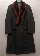 VTG Teller Coat The Original Imported Sz L (48C, 46L) Black Wool Faux Fir Collar