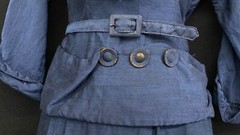 Vintage blue skirt suit set, jacket 1940s 1950s dress wiggle navy sailor collar