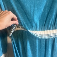 VTG 70’s Jody Of California Turquoise Terry Cloth Dress White Trim Sz 11