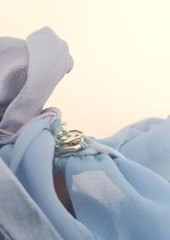 Vtg Eve Stillman by Gracette Modest Sheer Nightgown Blue Satin Puffed Sleeve
