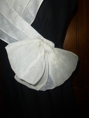 Vtg 80s Avant Garde NIPON BOUTIQUE Cocktail party Cape Collar Bow Black Dress 4