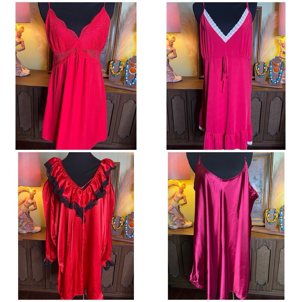 Vintage Lingerie 4 Piece Lot L/XL Great Condition assortment REDS