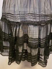 BEST EVER VICTORIAN 19TH C SHEER BLACK SOFT SILK CHIFFON FULL VOLUME SKIRT