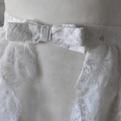 Vtg 1950s Lace Wedding Skirt With Train, Flower & Bow Detail, XS/2