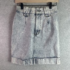 Vintage Jordache Denim Mini Skirt Acid Wash 80s Pencil Women 7/8 Wide Belt Loop
