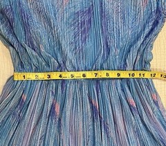 Vintage Hal Ferman Elegant Blue Purple and Pink Sleeveless Dress Size Small