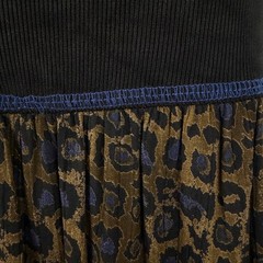 Vintage Carole Little Leopard Print Midi Dress Size Small 4 Black Ribbed Knit