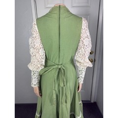 Vintage 70s Prairie Renaissance Women’s Maxi Dress Cotton Lace Floral Hippy B3-3