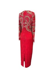 Vintage Black Tie Oleg Cassini Orange red Beaded Dress Size 4 all sequin gala