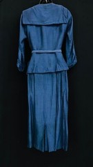 Vintage blue skirt suit set, jacket 1940s 1950s dress wiggle navy sailor collar