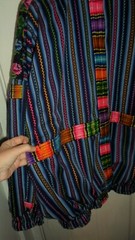Casa Maya Embroider Zip Guatemala Blanket Jacket Nehru Collar Blu/Blk/Fuchsia