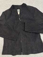VTG Rabbit Designs Reptile Print Jacket Womens 12 Poly Blend Full Zip Goth Retro