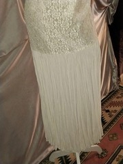 VTG Satin Lace Drop Waist Flapper Maxi Dress Roaring 20s styL 50 ETHEL CANE ESQU