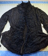 4216 Antique 1880’s Woman’s black beaded/braided bodice, lovely buttons