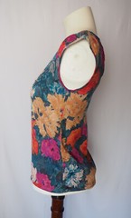 Vintage Emanuel Ungaro Parallele Paris Italian Silk Aqua & Flowers Jacquard Top