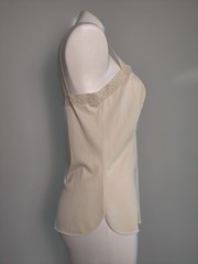 Vintage OLGA 925 Cream Nylon Stretchy Lace Camisole Lingerie Top Size Large EVC