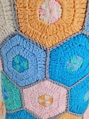 HARP’ EES Vintage Granny Crochet Patchwork Cardigan Grannycore Vest Acrylic M