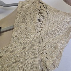 Giorgio Sant’ Angelo Lace Shift Maxi Dress, Cream/Gold Shimmer, Size 5/6, Vtg