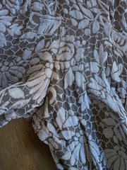 Vintage 1930s Blue Black Silver Floral Lame Maxi Dress Sweeping Skirt Deco Seams