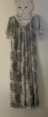 Unbranded Acetate Nylon Toile Print Nightgown Lace Trim See Measurements S/M