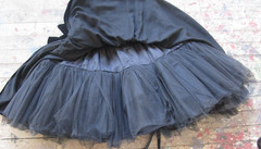 Vintage Black Velvet Tulle Full Skirt Mini Sequin Party Dress Lace Back Sz Med
