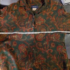 Vintage green, red, tan, and black button up.