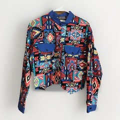 Vintage Ozark Mountain Shirt Women’s Large Southwestern Aztec Button Up 90s