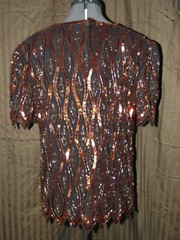 Vintage! SHALIMAR FASHION Copper Beaded Sequined Lined Top ~ Holidays ~ Size M
