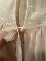 Vtg 60s Henson Kickernick Peachy Pink Sheer Chiffon Lace Peignoir Accent Robe S