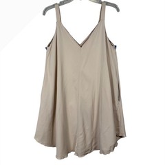 Wilfred Le Fou Aritzia Beige V-Neck Dress XS Italian Fabric Sleeveless Pockets