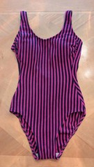 Vintage 80s Robby Len Magenta Black Textured One Piece Swimsuit Probable Sz S
