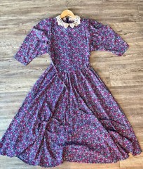 Vintage Jane Schaffhausen Belle France Purple Floral Dress Lace Collar Size 4