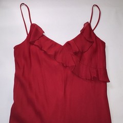 Vtg 90s Y2K City Triangles Red Asymmetrical Ruffle Dress Whimsigoth Fairy 11
