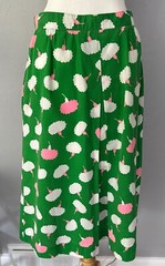 Vintage Preppy Sanibel Sport Green w/ Pink White Flowers Midi Skirt Size 12