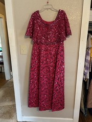 1970s 1980s Hot Pink Sequin Dress Mike Bennet Formals M/L Size 12 Vintage Glam