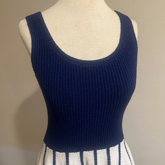 Vintage Hampton Court Tennis Pickleball Dress Mini Blue White Stripe fits XS S