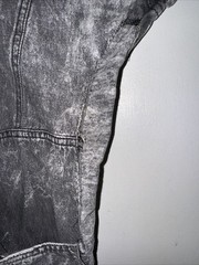 Rebound Denim Dress Acid Washed Faux Leather Trim Altered Women’s L 80’s READ