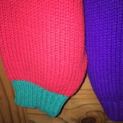 1980,s Empire womens sweater red, green and purple Vintage Large