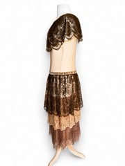 🎥 1920s Vintage Tiered Lace Dress Paramount Studios Silent Film Era 20s Actress