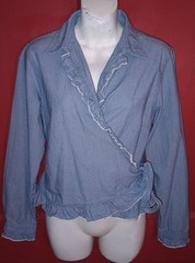 Vintage Lauren Jeans Co Ralph Lauren Chambray Wrap Top Blouse 100% Cotton…